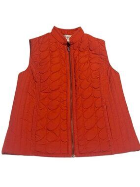 Chico's Orange Quilted Full Zip Pockets Vest Size Small